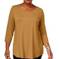 JM Collection Top feminino plus size com decote redondo dourado tamanho XXX-G