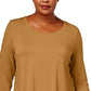 JM Collection Top feminino plus size com decote redondo dourado tamanho XXX-G