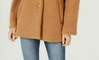 Collection B Juniors' Faux-Faux Coat Brown Size Large