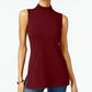 JM Collection Suéter feminino sem mangas com gola alta, vermelho, tamanho grande
