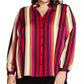 Blusa feminina Vince Camuto Mayfair listrada com babados e cetim, vermelha, tamanho 3X