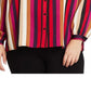 Blusa feminina Vince Camuto Mayfair listrada com babados e cetim, vermelha, tamanho 3X
