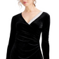 Vestido envelope falso com detalhes de veludo MSK feminino, preto, tamanho grande