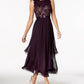 Vestido feminino pequeno de renda e chiffon com lantejoulas R &amp; M Richards, roxo, tamanho 1