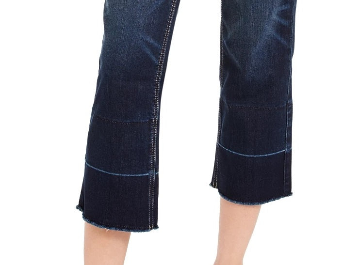 Calça jeans feminina American Rag de cintura alta com bainha larga, azul, tamanho 5
