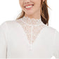 American Rag Junior's Illusion Lace Mock Neck Top Branco Tamanho Pequeno