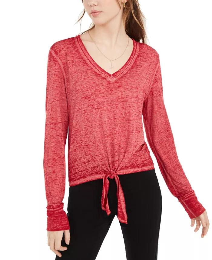 Top texturizado American Rag Junior's com cintura amarrada, vermelho, tamanho pequeno