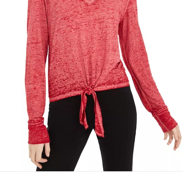 Top texturizado American Rag Junior's com cintura amarrada, vermelho, tamanho pequeno