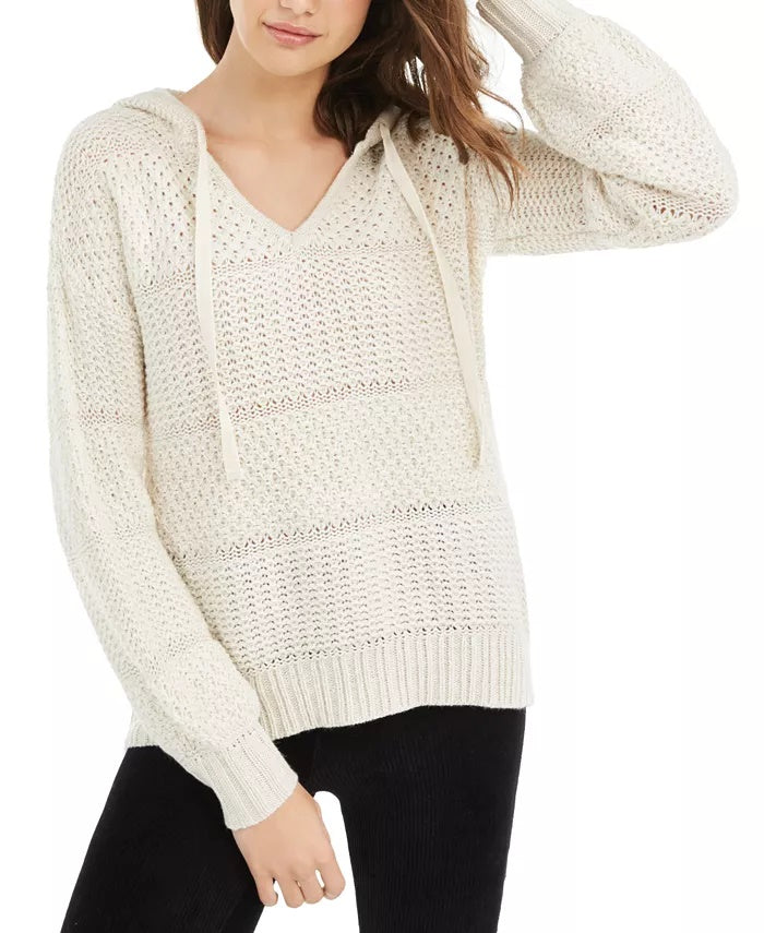 Moletom com capuz de malha mista American Rag Juniors, branco, tamanho médio