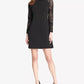 Vestido feminino Tommy Hilfiger com manga de renda e corte A, preto, tamanho 14