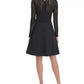 Vestido Tommy Hilfiger Feminino com Manga de Renda e Ajuste Flare, Preto, Tamanho 14