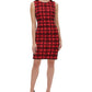 Vestido de mergulho xadrez flocado de veludo feminino Tommy Hilfiger, vermelho, tamanho 4