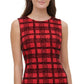 Vestido de mergulho xadrez flocado de veludo feminino Tommy Hilfiger, vermelho, tamanho 4
