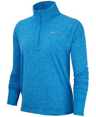 Camiseta de corrida Nike Element Dry Half-Zip feminina, azul brilhante, tamanho pequeno