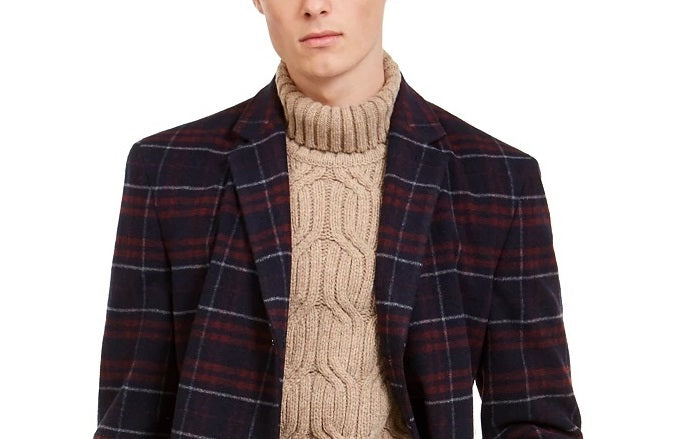 Sobretudo Tommy Hilfiger Masculino Modern-Fit Performance Stretch Flex Plaid Addison Vermelho Tamanho 40 R/M37.5
