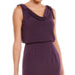 Vestido feminino Adrianna Papell Bluson com decote careca, roxo escuro, tamanho 2