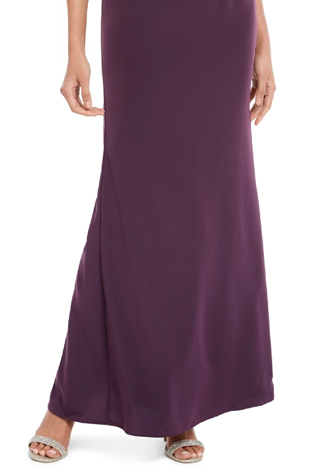 Vestido feminino Adrianna Papell Bluson com decote careca, roxo escuro, tamanho 2