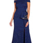 Vestido feminino Adrianna Papell ombro a ombro azul marinho tamanho 8