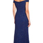 Vestido feminino Adrianna Papell ombro a ombro azul marinho tamanho 8