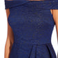 Vestido feminino Adrianna Papell ombro a ombro azul marinho tamanho 8