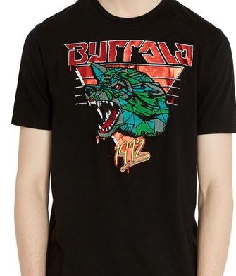 Camiseta masculina Buffalo David Bitton com estampa gráfica do logotipo Tymop, preta, tamanho XXG