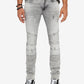 Calça Jeans Buffalo David Bitton Skinny Fit Max-X Stretch Moto Masculina Cinza Médio Tamanho 38X30