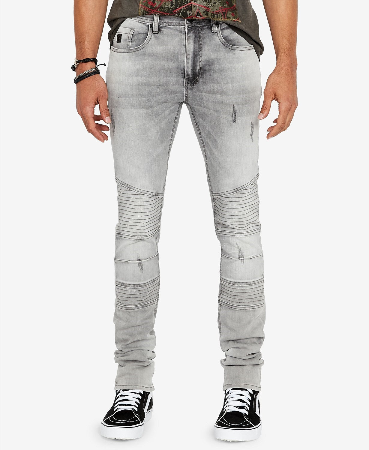 Calça Jeans Buffalo David Bitton Skinny Fit Max-X Stretch Moto Masculina Cinza Médio Tamanho 38X30
