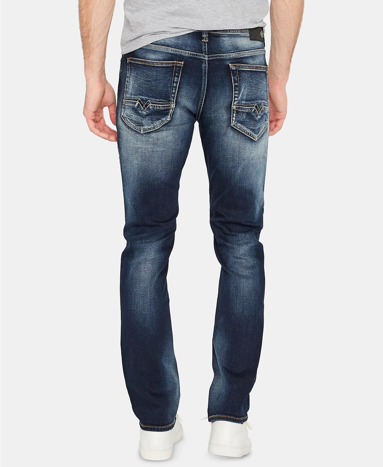 Calça jeans masculina Buffalo David Bitton Slim Fit Ash X Stretch, azul marinho, tamanho 40x32