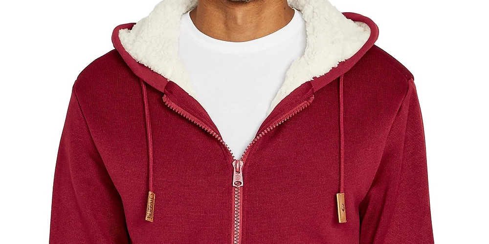 Buffalo David Bitton Fortino com zíper completo e forro de sherpa, masculino, vermelho escuro, tamanho médio