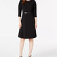 Vestido Calvin Klein Feminino Manga Plissada Cinto Preto Tamanho 8