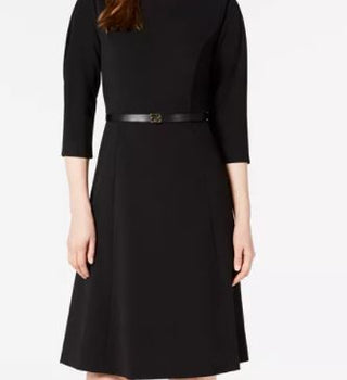 Vestido Calvin Klein Feminino Manga Plissada Cinto Preto Tamanho 8