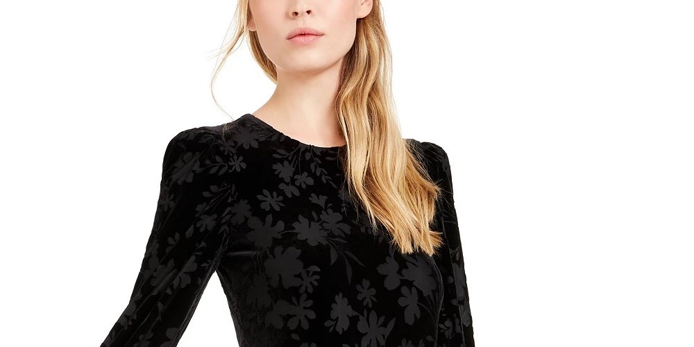 Vestido Calvin Klein Feminino Burnout Velvet Pattern A-Line Preto Tamanho 14