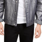 Jaqueta Motociclista Masculina Michael Kors Prata Metálica Denim Gola de Carneiro Tamanho Grande