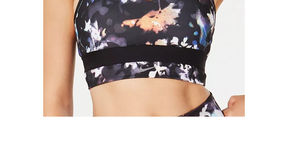 Sutiã esportivo Nike Indy Floral Light Support feminino, cor carvão, tamanho pequeno