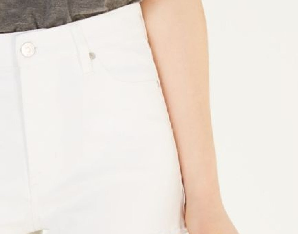 Shorts jeans de cintura alta para adolescentes da Celebrity Pink Juniors, tamanho 15, branco