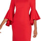 Vestido curto Calvin Klein feminino ombro a ombro, tamanho médio, vermelho, 4P