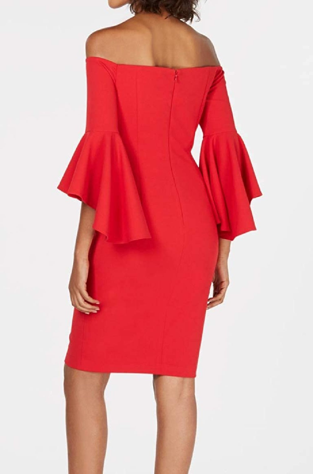 Vestido curto Calvin Klein feminino ombro a ombro, tamanho médio, vermelho, 4P