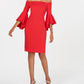 Vestido curto Calvin Klein feminino ombro a ombro, tamanho médio, vermelho, 4P