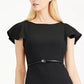 Vestido Calvin Klein Feminino com Babados e Ombros Preto Tamanho 2 Petite