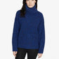 Suéter feminino Sanctuary The Roll Neck Web Azul/Preto Tamanho X-G