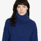 Suéter feminino Sanctuary The Roll Neck Web Azul/Preto Tamanho X-G