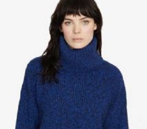 Suéter feminino Sanctuary The Roll Neck Web Azul/Preto Tamanho X-G