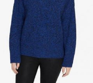 Suéter feminino Sanctuary The Roll Neck Web Azul/Preto Tamanho X-G