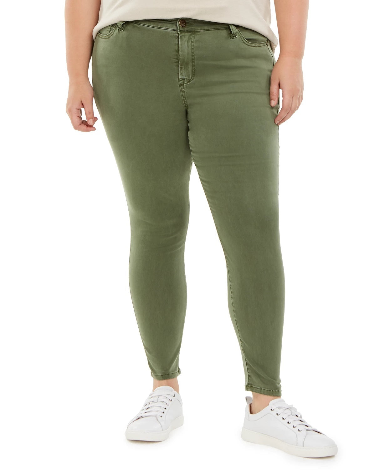 Calça jeans skinny plus size feminina rosa da Celebrity, verde, tamanho 22W