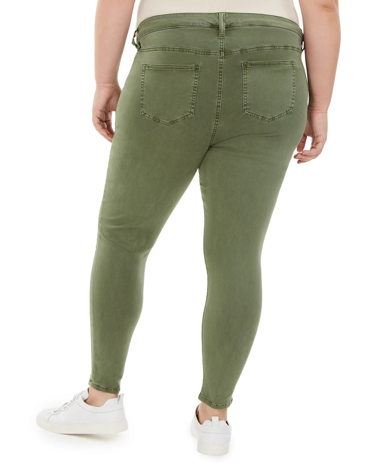 Calça jeans skinny plus size feminina rosa celebridade, verde escuro, tamanho 20W