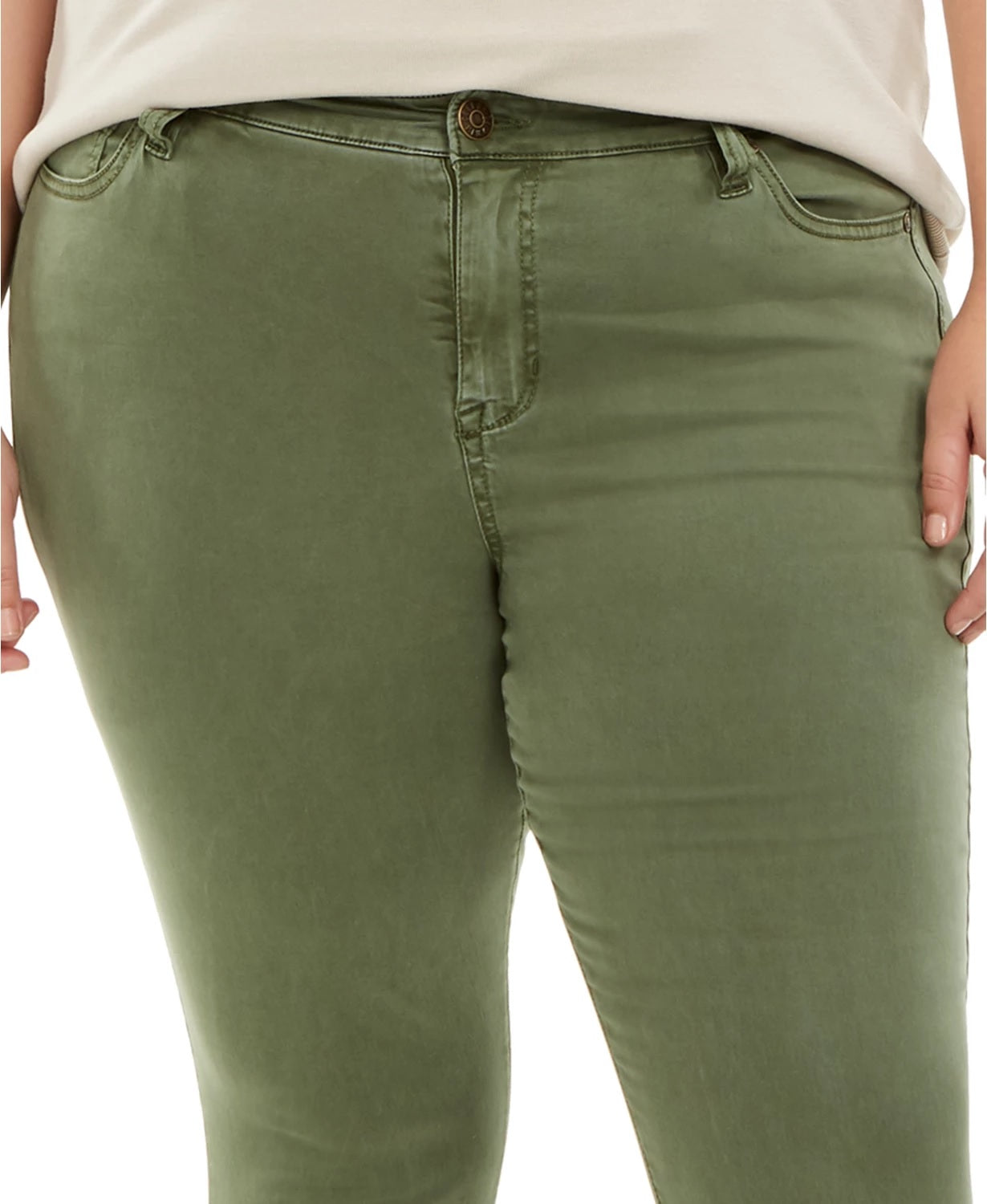 Calça jeans skinny plus size feminina rosa celebridade, verde escuro, tamanho 20W