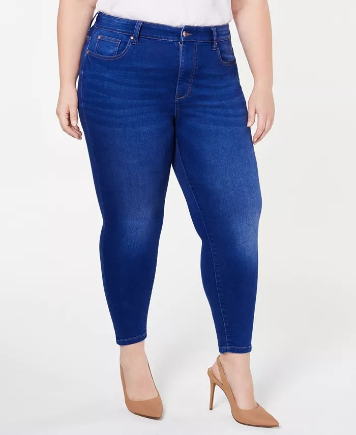 Calça jeans skinny plus size feminina, rosa, plus size, azul, cintura alta, tamanho pequeno