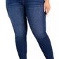 Calça jeans skinny cropped plus size rosa feminina, tamanho 22W, azul, cintura alta