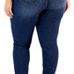 Calça jeans skinny cropped plus size rosa feminina, tamanho 22W, azul, cintura alta