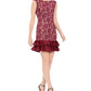 Vestido tubinho de renda com babados Donna Ricco feminino, vermelho, tamanho 10